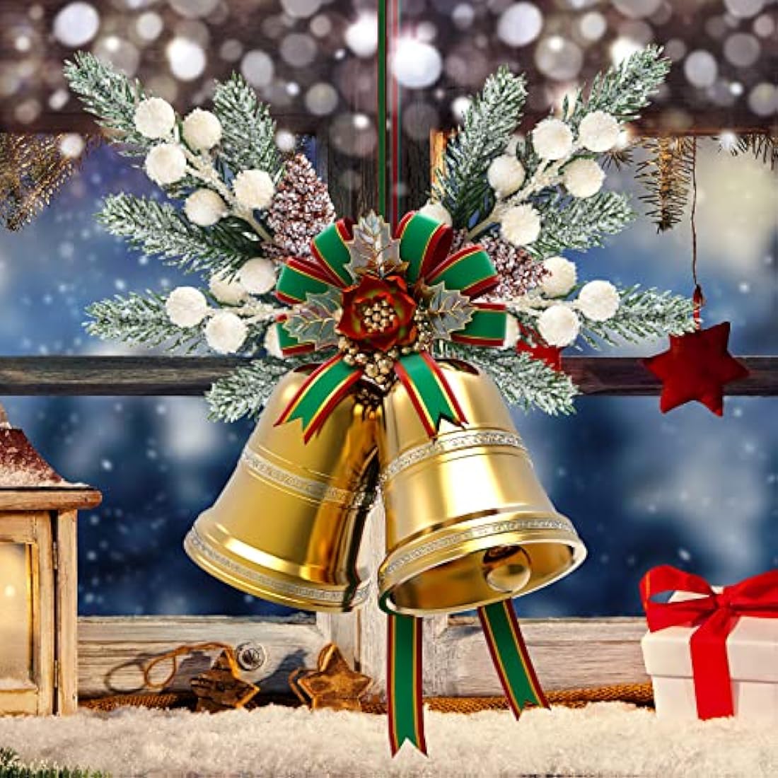 ELECLAND 10 Pcs Christmas Decorations Artificial Pine Branches Stems Spray With Pine Cones Faux Red Berry Holly Leaves for Craft Floral Wreath Ornaments, White