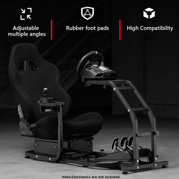 Dardoo Racing Simulator Cockpit with Adjustable Racing Seat Fits for Logitech G29 G920 G923, Thrustmaster T150 T300RS GT Racing Steering Wheel Stand, Not Included Wheel Shifter and Pedals