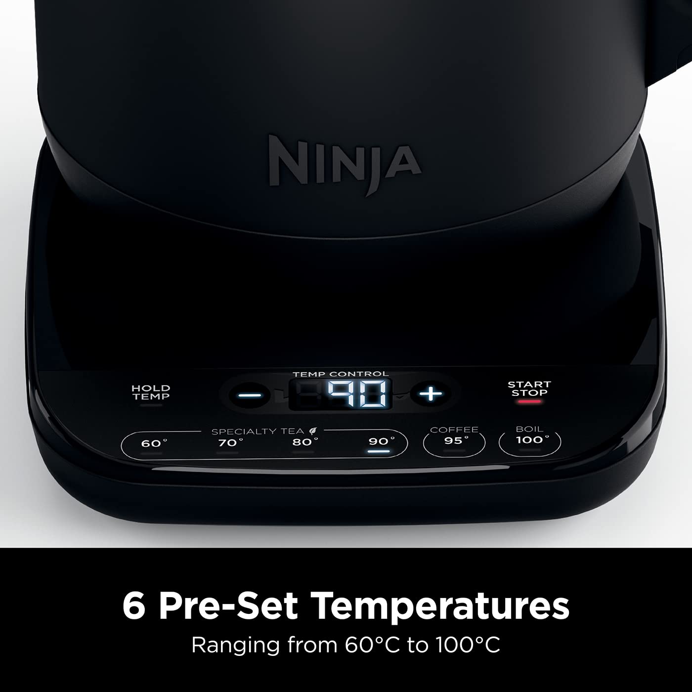 Ninja Perfect Temperature Kettle, 1.7L, with Temperature Control, LED Display, Easy to Use Kettle with Rapid Boil and Temperature Hold, Matte Black, KT200UK