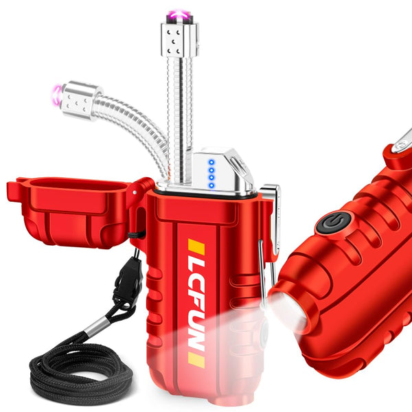 Electric Lighter Rechargeable USB, Electronic Plasma Arc Lighter Windproof and Waterproof for Hiking, Camping, Outdoor, Survival, Tactical, EDC Gear, Gifts for Him Men (Black)