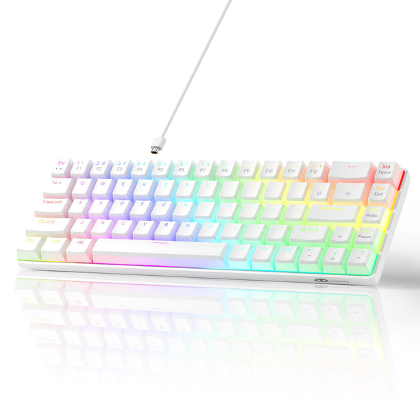 MageGee Portable 60% Gaming Mechanical Keyboard, Minimalist MK-Box Ice Blue Backlit Compact 68 Keys Wired Office Keyboard with Red Switch for Windows Laptop PC Mac Convenient(Gray & White)