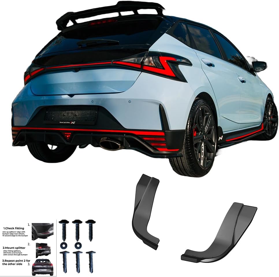 Oneway Rear Side Diffusors compatible with Hyundai I20 N MK3 2020- - Gloss black