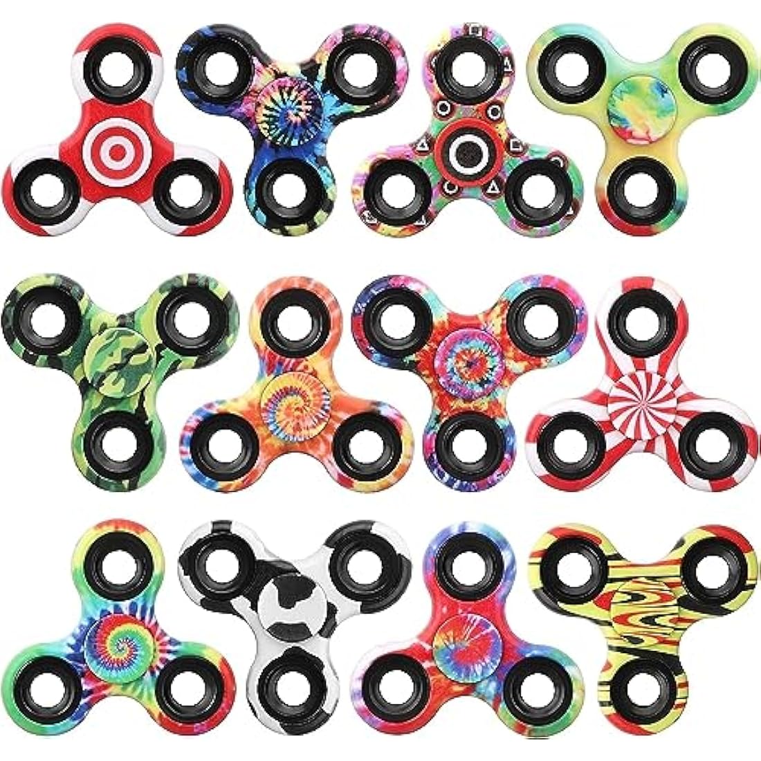 Fidget Spinner Toy Bulk Age 3+ for Kids Adults (12 Pack), Metal Tri-Spinner Fidget Set for Stress Relief, Halloween Christmas Party Favors Supplies Goodie Bag Stuffers Classroom Prizes