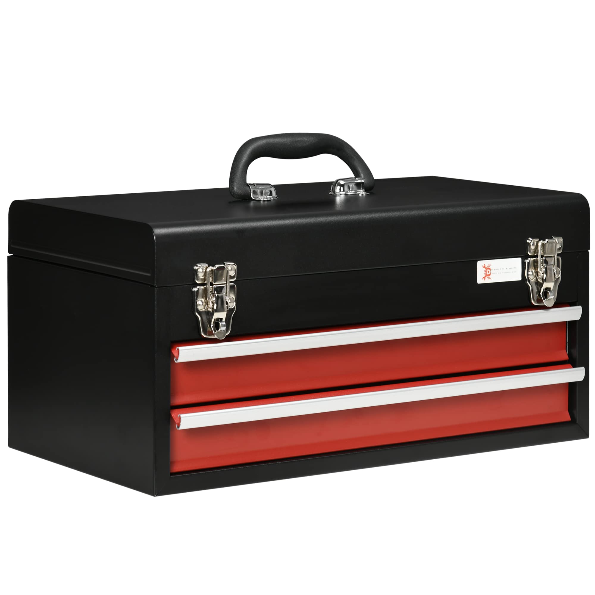 DURHAND 3 Drawer Tool Chest, Lockable Metal Tool Box with Ball Bearing Runners, Portable Toolbox, 510mm x 220mm x 320mm, Red
