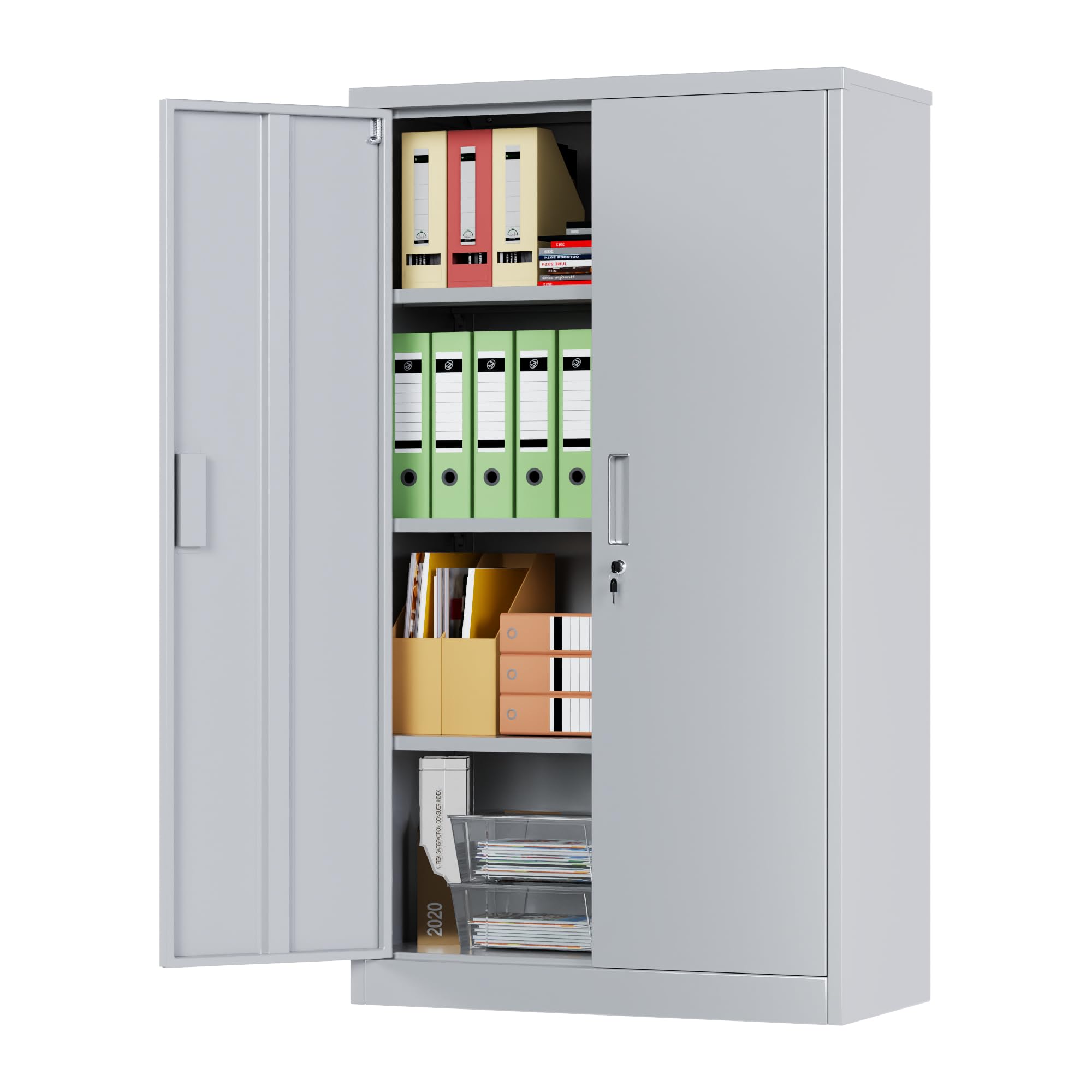 Metal Storage Cabinet with 2 Door and 3 Adjustable Shelves,140X80x40CM Steel Cabinet for Warehouse,Garage,Home,Office,Easy Assemble Required(Black/White)