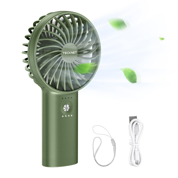 TECKNET Handheld Fan, Portable USB Hand Held Fans Rechargeable Mini with 7000mAh Power Bank, Mini Personal Electric Fan 3 Adjustable Speed Desk Fan for Home/Office/Travel (White)