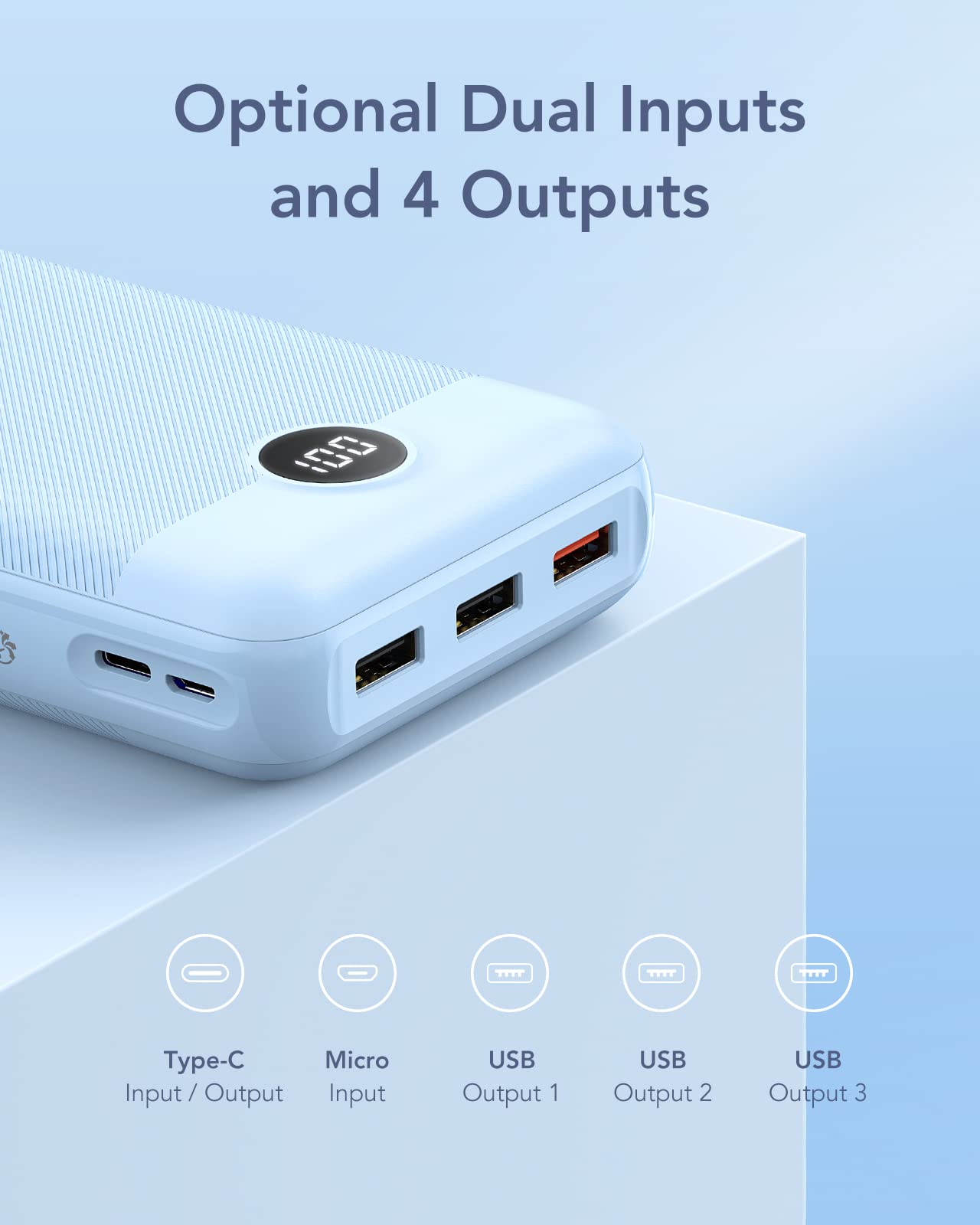 VEGER Power Bank Fast Charging,30000mAh Portable Charger PD 20W USB C Battery Pack with 4 Outputs & 2 Inputs Compatible with iPhone/iPad/Smartphones Tablet and More