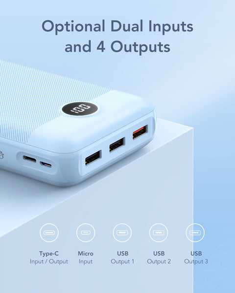 VEGER Power Bank Fast Charging,30000mAh Portable Charger PD 20W USB C Battery Pack with 4 Outputs & 2 Inputs Compatible with iPhone/iPad/Smartphones Tablet and More