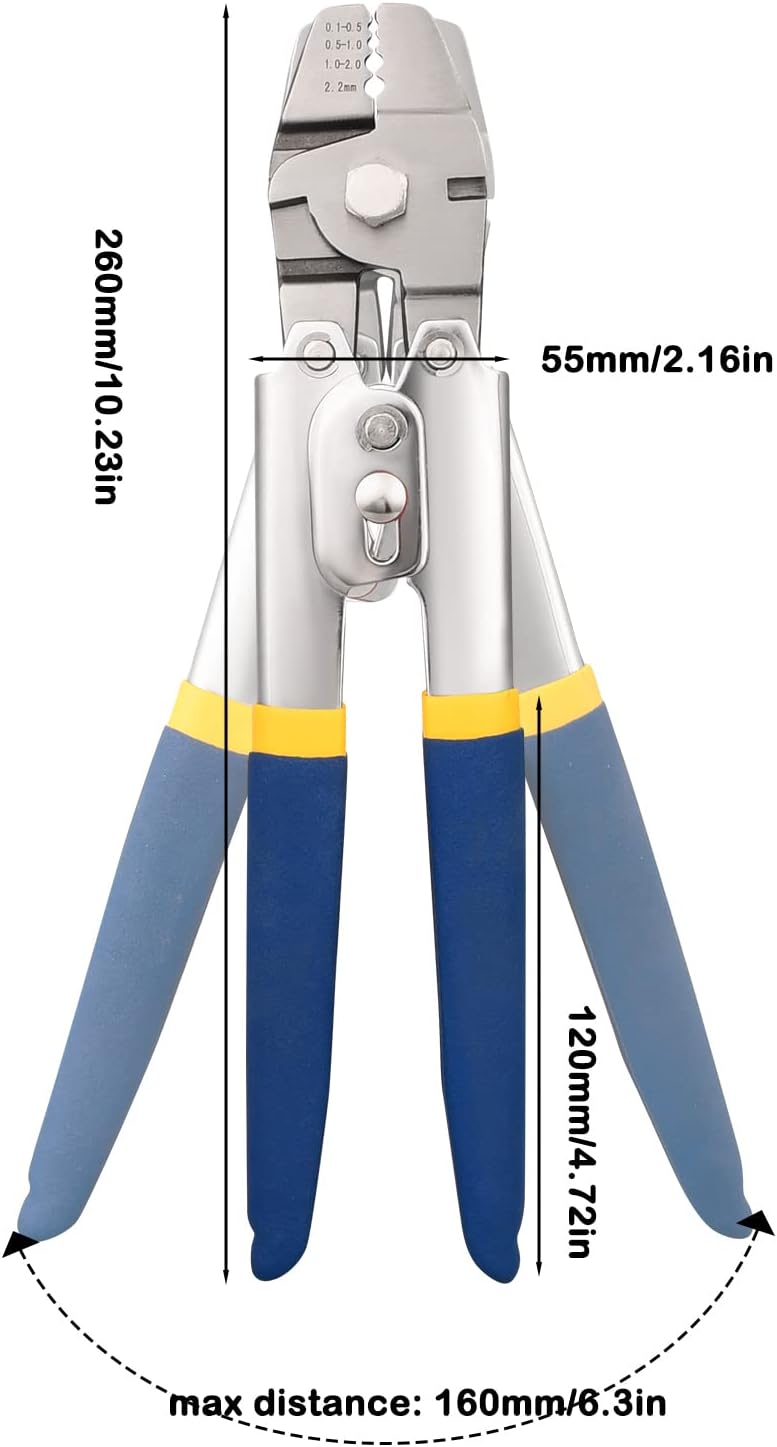 TooTaci Wire Rope Cable Crimping Tool Wire Rope Swager Crimper Fishing Crimping Tool with 200 PCS Aluminum Double Barrel Ferrule Crimping Loop Sleeves