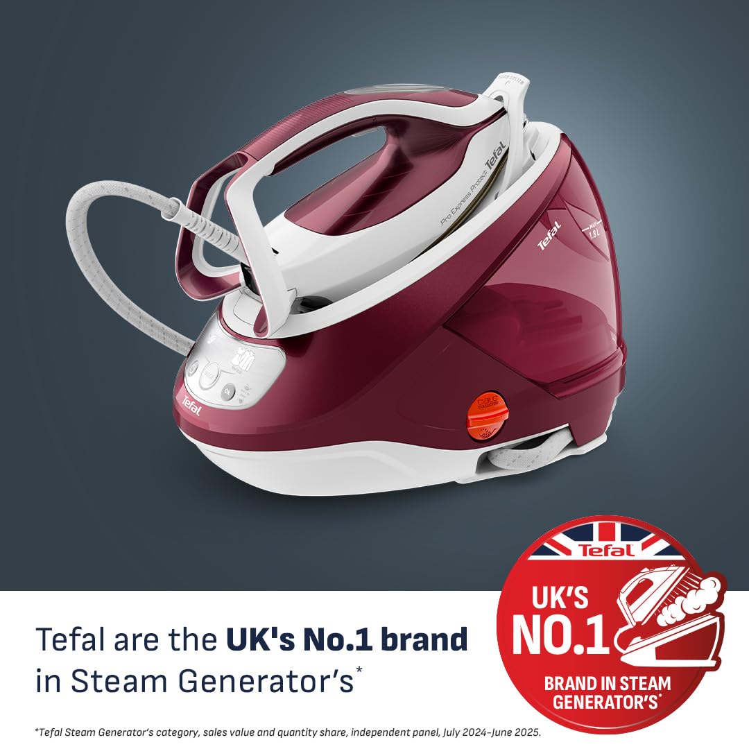 Tefal ProExpress Protect Steam Generator Iron, 7.5-Bar High Pressure, 560g/min Steam Boost, 135g/min Steam Output, No-Setting Technology, Anti-Drip Protection, 1.8 Litre, Blue & White,GV9224