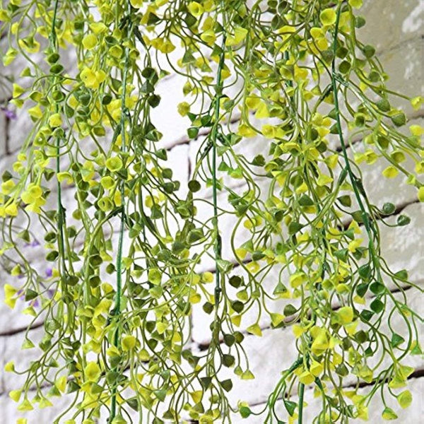 Eyands 2pcs Artificial Hanging Vine Plants - Outdoor Indoor Fake Hanging Plants for Wall Hang Garland Porch Patio Arch Balcony Basket Garden Party Wedding (Yellow Artificial Ivy)