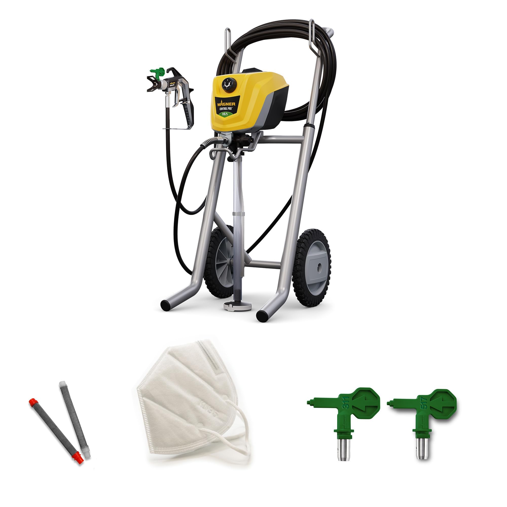 WAGNER Airless ControlPro 250M Paint Sprayer for interior and exterior wood, metal, wall and ceiling paints, covers 15 m² in 2 min, 110 bar, adjustable spray pressure, 9 m hose