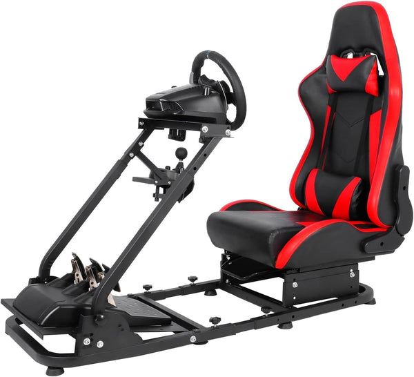Dardoo Racing Simulator Cockpit with Seat for Logitech G27 G29 G920 G923, Thrustmaster PC PS4 Xbox,Racing, Steering Simulator Stand Adjustable Gaming Frame, without Wheel, Pedal, Handbrake and Shifter