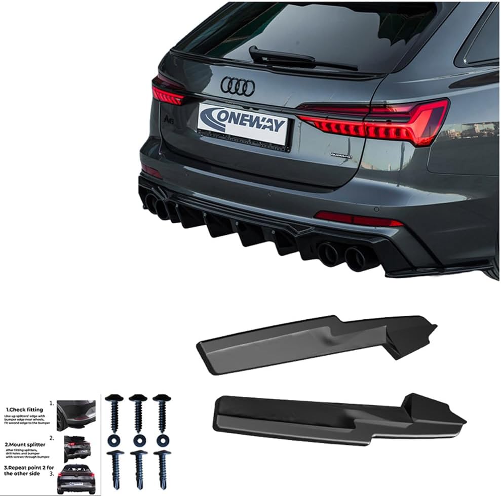Oneway Rear Side Diffusors compatible with Audi A6 S-Line/S6 C8 (Sedan/Avant) 2018- - Gloss black