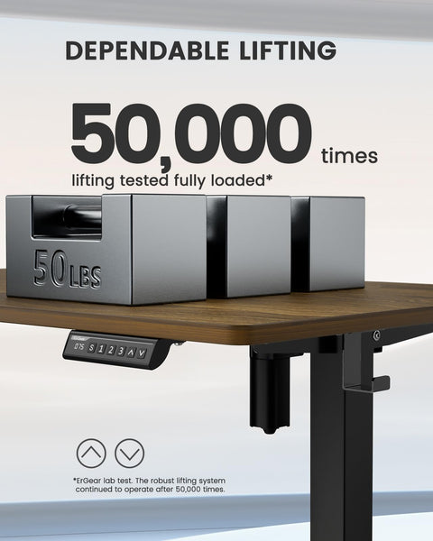 ErGear Electric Standing Desk Height Adjustable 120 x 60cm, Sit Stand Desk with 4 Memory Smart Pannel for Home Office with Splice Board