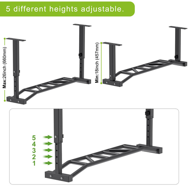 Kipika 48" Ceiling Mounted Pull Up Bar, Heavy Duty Multi-Grip Chin Up Bar,Mounted Pull Up Bar, Adjustable Height, Ideal for Home Gym and Strength