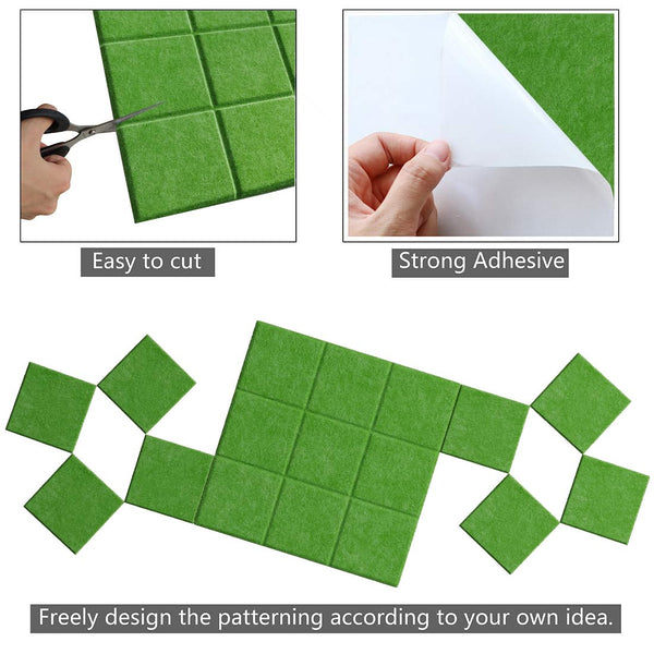 Uoisaiko Large 30x30cm Felt Board Tiles with 30 Pins, Pack of 6 Bulletin Board Notice Boards for Home Office Kitchen, Self Adhesive Pin Board Wall Tiles for Photos Memos