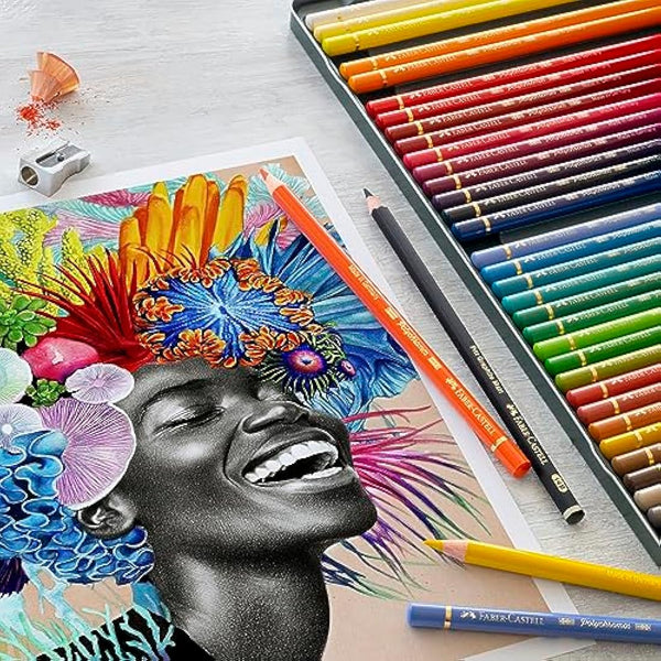 Faber-Castell A4 Sketch Pad & Tin Of 36 Polychromos Artists Colouring Pencils - Art Set For Adult Colouring Books, Craft Supplies, Drawing, Sketching, Lightfast Pencils, Schools, Home, College…