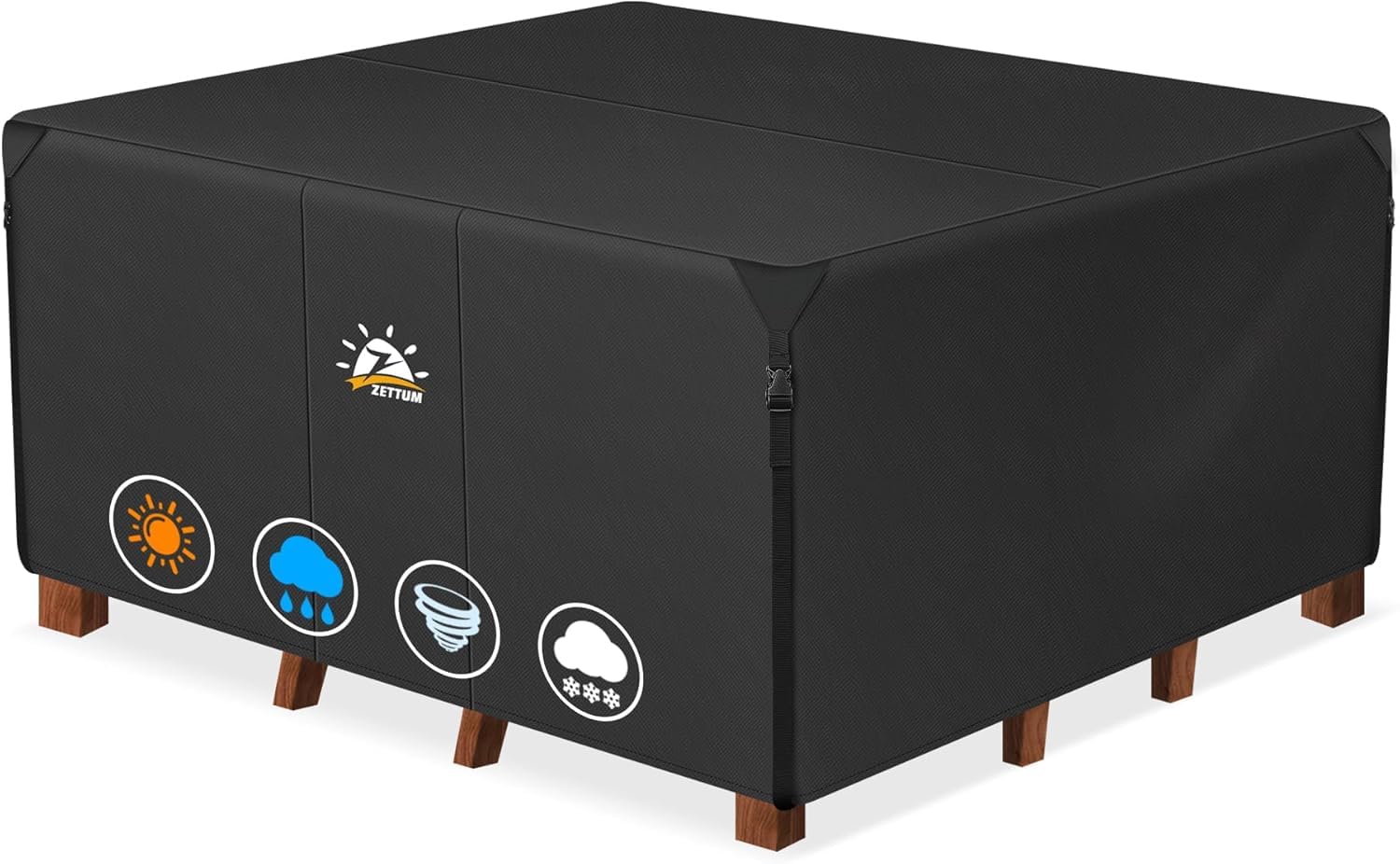 Zettum 221x221x73cm Outdoor Table Covers Waterproof Durable 600D Oxford Fabric Patio Table Cover for Garden Cube Rattan Sofa Table Chair Set Cover