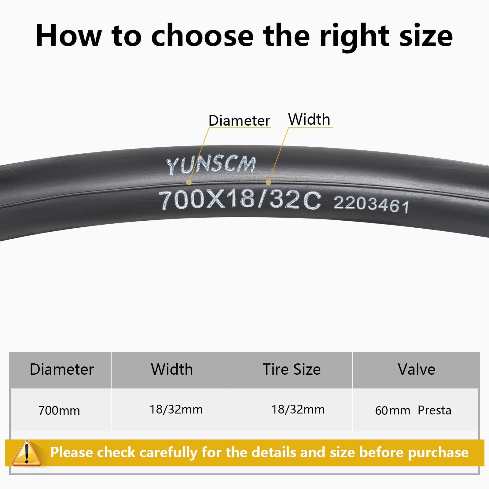 6PCS 700C Heavy Duty Bike Tubes 700x18C/32C 18/32-622 Bicycle Tubes FV60mm Presta Valve and 2 Rim Strips Compatible with 700x18C 700x20C 700x23C