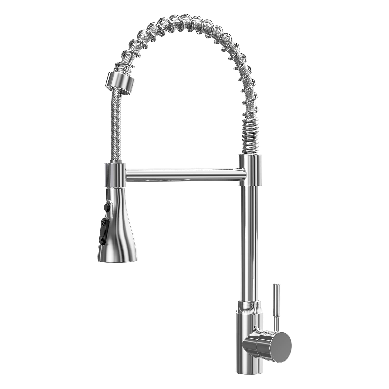 ModHm Pull-Out Kitchen Taps, Brushed Steel Single Handle High-Arc with Hot/Cold Dual Hose Kitchen Mixer Tap, Countertop 360° Swivel Dual Spray Modes Faucet, Easy Installation with Fittings Included