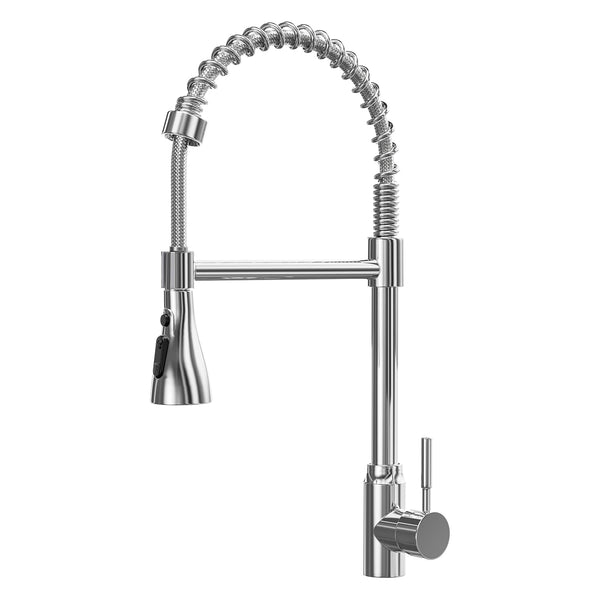 ModHm Pull-Out Kitchen Taps, Brushed Steel Single Handle High-Arc with Hot/Cold Dual Hose Kitchen Mixer Tap, Countertop 360° Swivel Dual Spray Modes Faucet, Easy Installation with Fittings Included