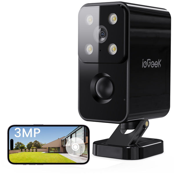 ieGeek No Monthly Fee 2K Security Camera Outdoor Wireless, 180° Horizontal Pan, Rechargeable Battery Wifi Home Camera, Colour Night Vision, Motion Detection, Siren Floodlight, Voice Intercom, IP65