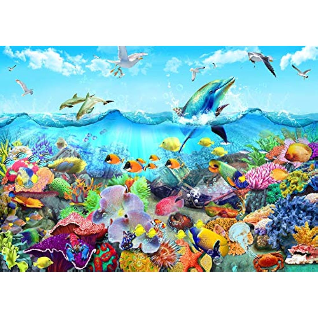 1000 Pieces Jigsaw Puzzles for Adults Ocean World Sea Coral Dolphins Fun Jigsaw Puzzles for Adults 1000 Piece