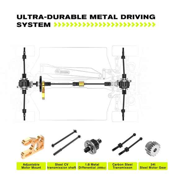AMORIL 1/10 RTR Brushless Fast RC Cars for Adults,Max 50mph Hobby Electric Off-Road Monster Truck,Waterproof High Speed RC Car 4WD Remote Control Car with 3S Lipo,Green