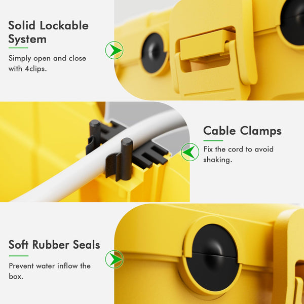 RESTMO Extra Large Waterproof Electrical Box, IP54 Weatherproof Outdoor Outlet Cover, Protect Outlet, Plug, Timer, Power Strip (Not Included), Holiday Light Decoration, 32 x 22 x 13 cm, Black