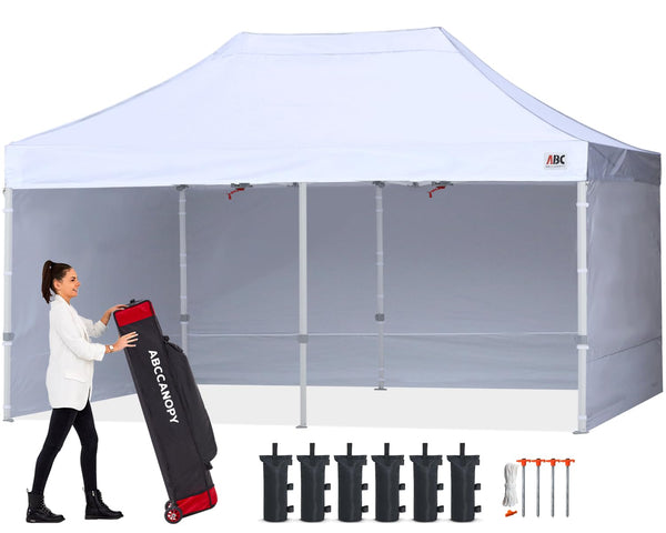 ABCCANOPY 3x6M Pop Up Gazebo Canopy Commercial Tents Market stall with 4 Removable Sidewalls and Roller Bag Bonus 4 Weight Bags (Grey)