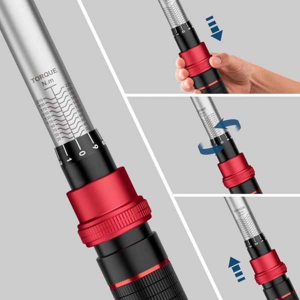 VANPO Torque Wrench 3/8” Drive, 5-60 NM, ±3% Accuracy, 72 Tooth Click Torque Wrench Set with 3/8 to 1/4 Adapter, 125 mm Extension Bar for Bike and Motorcycle, Car Spark