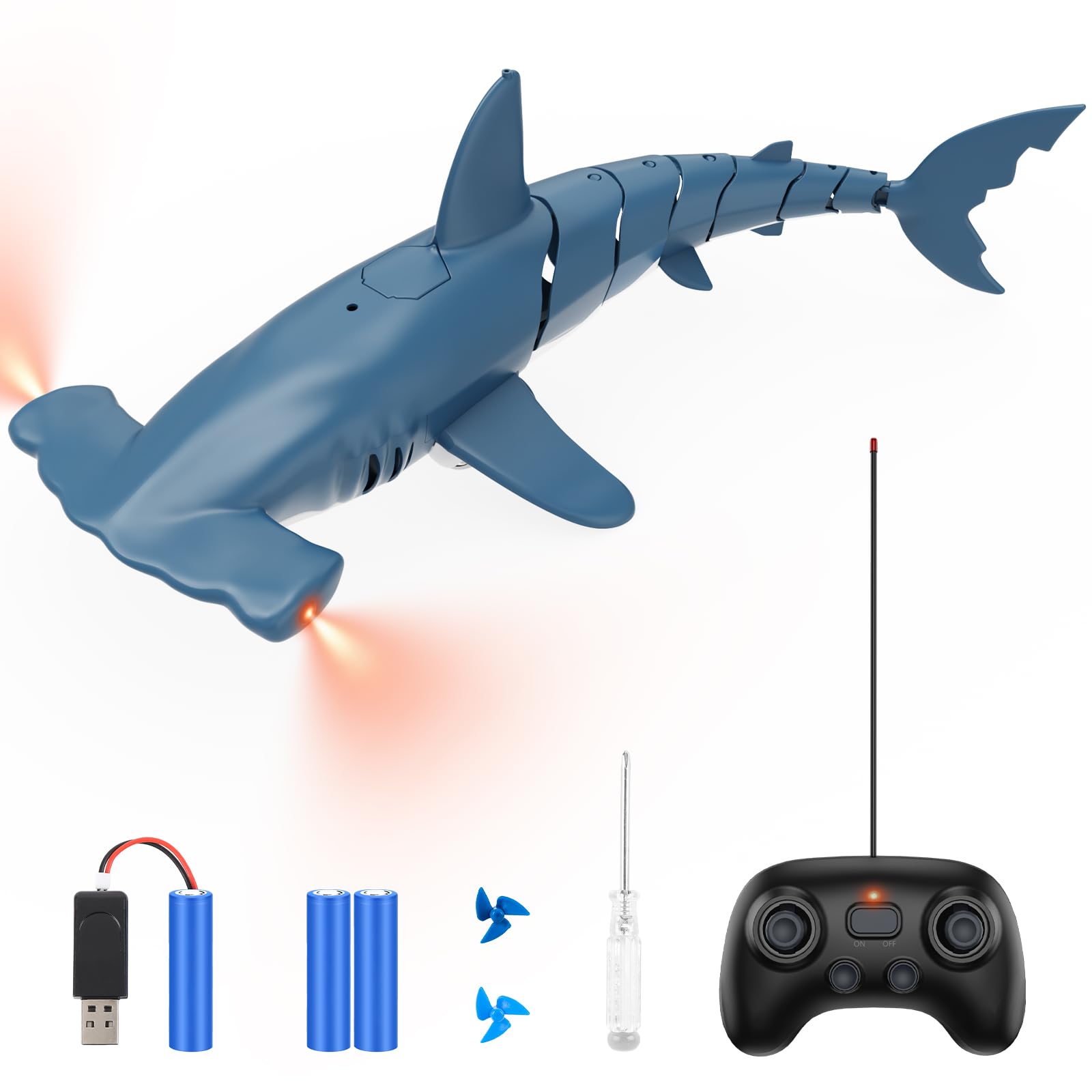 fygurso Remote Control Shark Toys High Simulation, Summer Water Toys for Kids, for Boys Ages 6+, Party Fun Games for Pool & Bath (Gray)