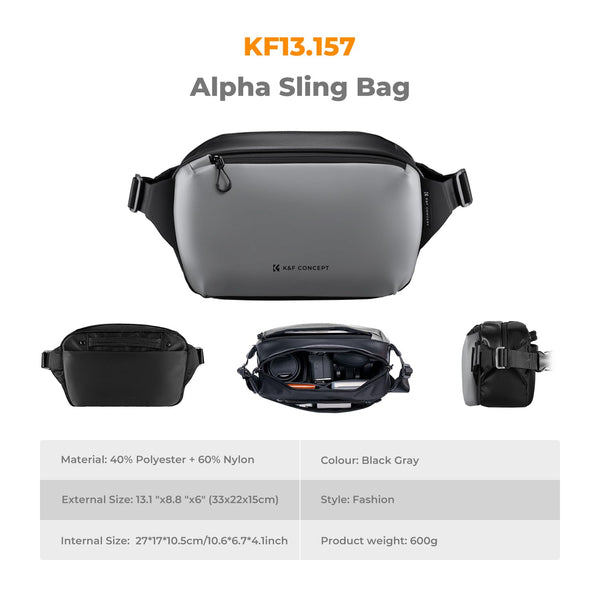 K&F Concept Camera Sling Bag, Camera Bag for DSLR and Lenses, Single Shoulder Camera Case Crossbody Bag with Tripod Holder for SLR Canon Sony Nikon Drone