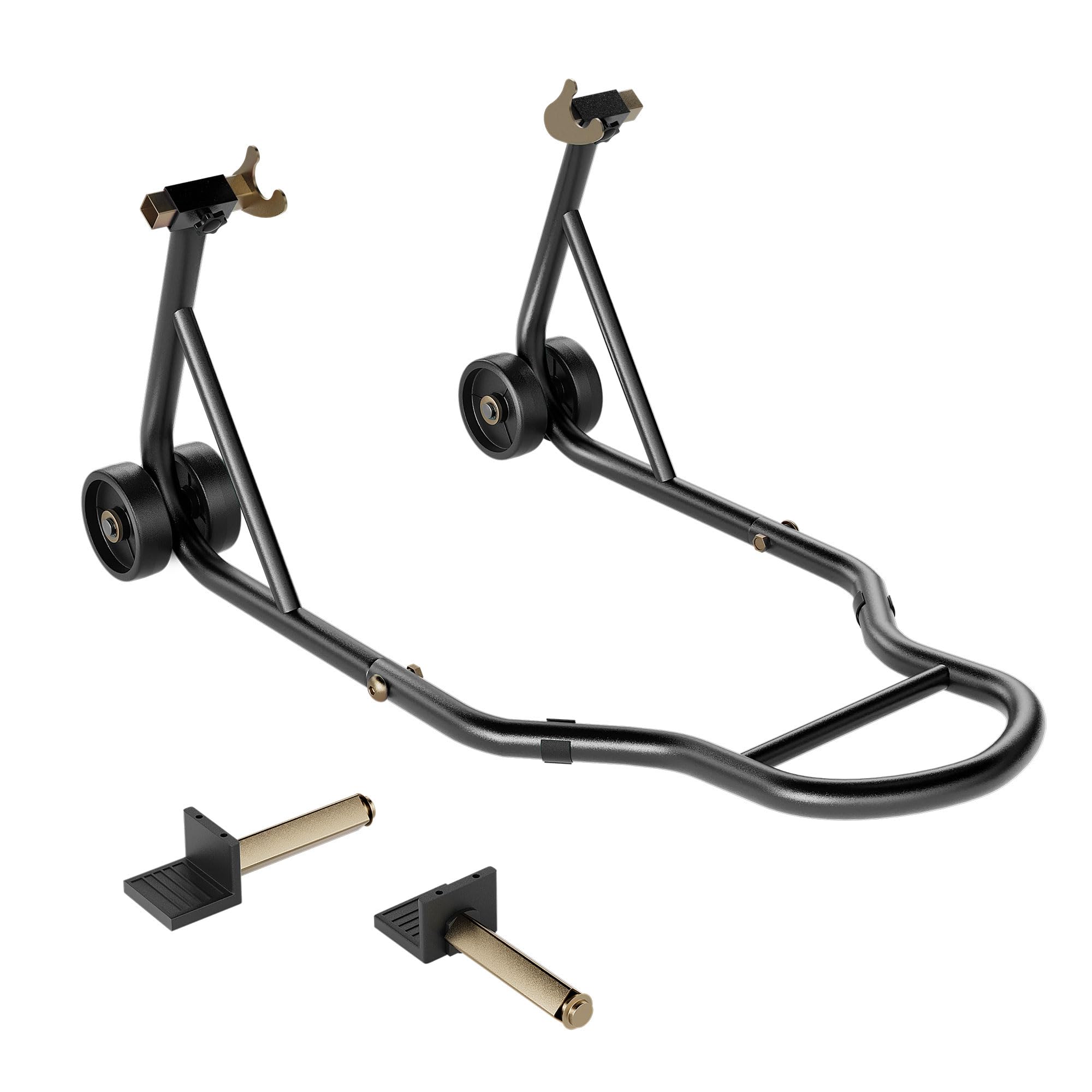 SPECSTAR Motorcycle Paddock Stand Combo 400kg Capacity Front and Rear Wheel Lift with U & L Fork Adjustable Swingarm Spool Stands for Motorbike Garage Repair Use Scissor Stand with 4 Wheels