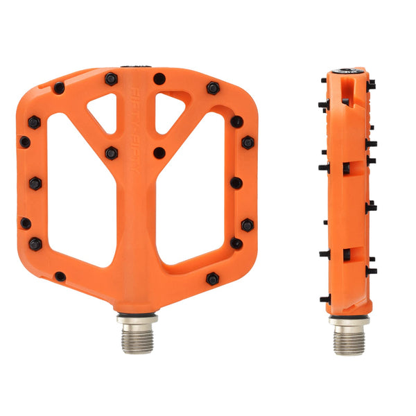 FIFTY-FIFTY Mountain Bike Pedals, Non-Slip MTB Nylon Composite, 9/16" Bicycle Pedals, Lightweight and Wide Flat Platform (Orange)