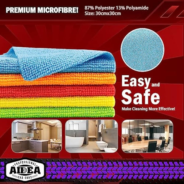 AIDEA Microfibre Cloths 100 Pack, Ultral Absorbent Lint-Free Washcloths Microfiber Cleaning Rags, All-Purpose Washable Car Cloth Wipes for Detailing, Office, Household Cleaning,30X30CM