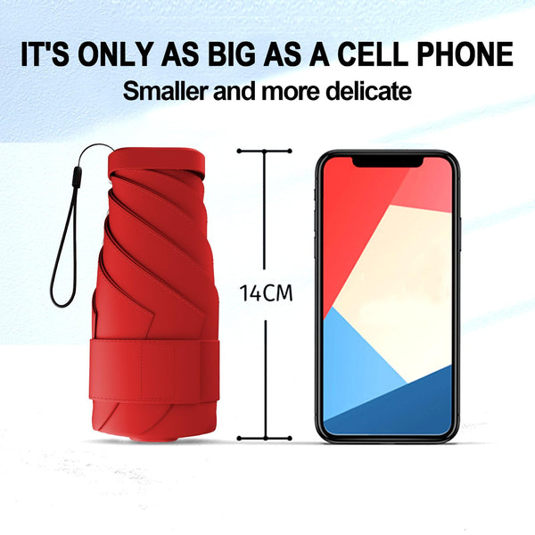 Windproof Mini Travel Folding Umbrella - UPF 50+ Sun & Rain Protection, Small Compact Lightweight Design Fits in Pocket or Bag, Eco-Friendly Fabric Wallet Umbrella for Commuter, Men Women Boys Girls
