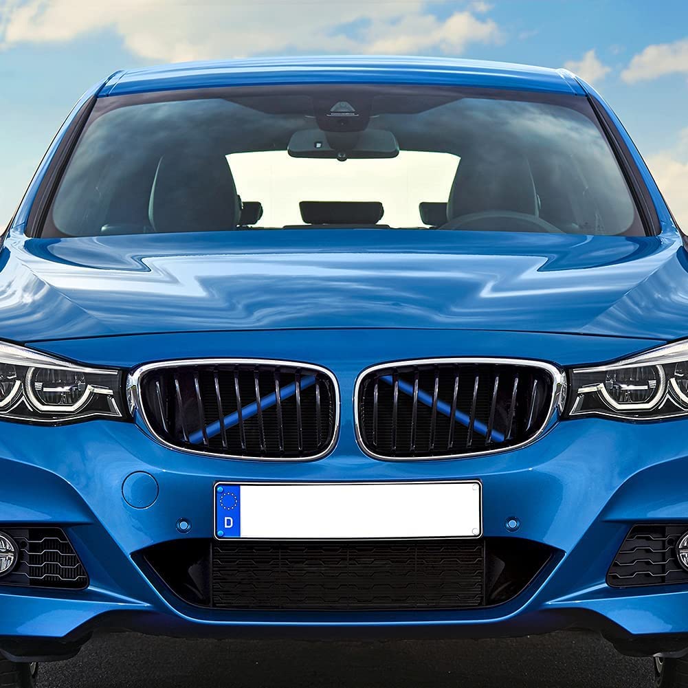 Alpha Rider 2PCS Grille Insert Trims Stripe for BMW,Front Grille Trim Stripes Cover Compatible with F20 F30 F21 F22 F23 F31 F32 F33 F34 F36 F40 F44,Blue