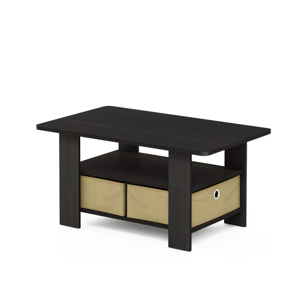Furinno Andrey Coffee Table with Bin Drawer, Espresso/Brown, 80 (W) x 39.6 (H) x 48.3 (D) cm