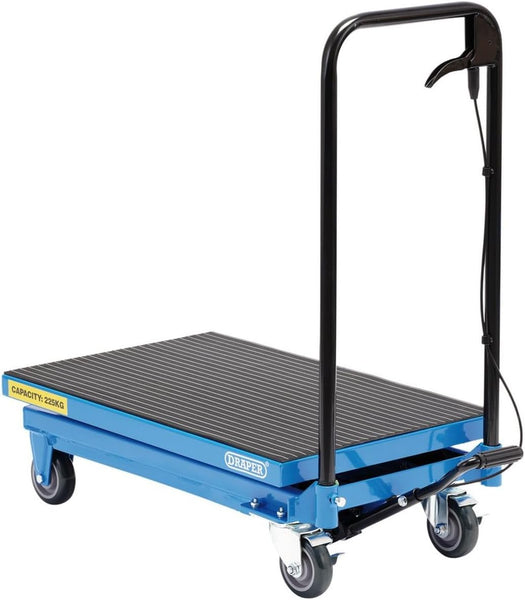 Draper Hydraulic Lifting Table, Certified to 225kg - 99814 - Lifting Range 225-720mm, Blue and Black