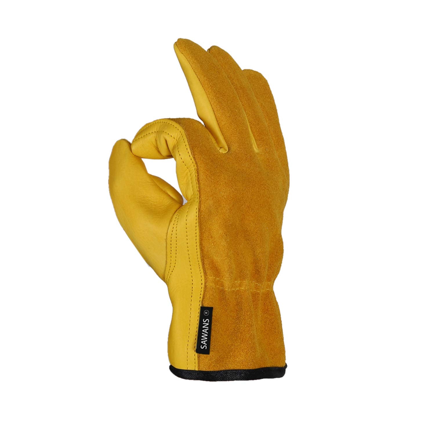 SAWANS Leather Working Gloves Work Gardening Gloves Thorn Proof Garden Building Heavy Duty Utility Gripper Men Women Breathable and Flexible Construction