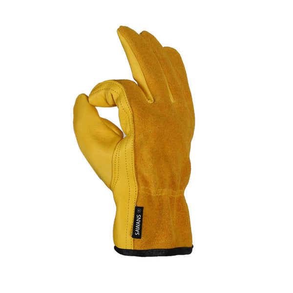 SAWANS Leather Working Gloves Work Gardening Gloves Thorn Proof Garden Building Heavy Duty Utility Gripper Men Women Breathable and Flexible Construction