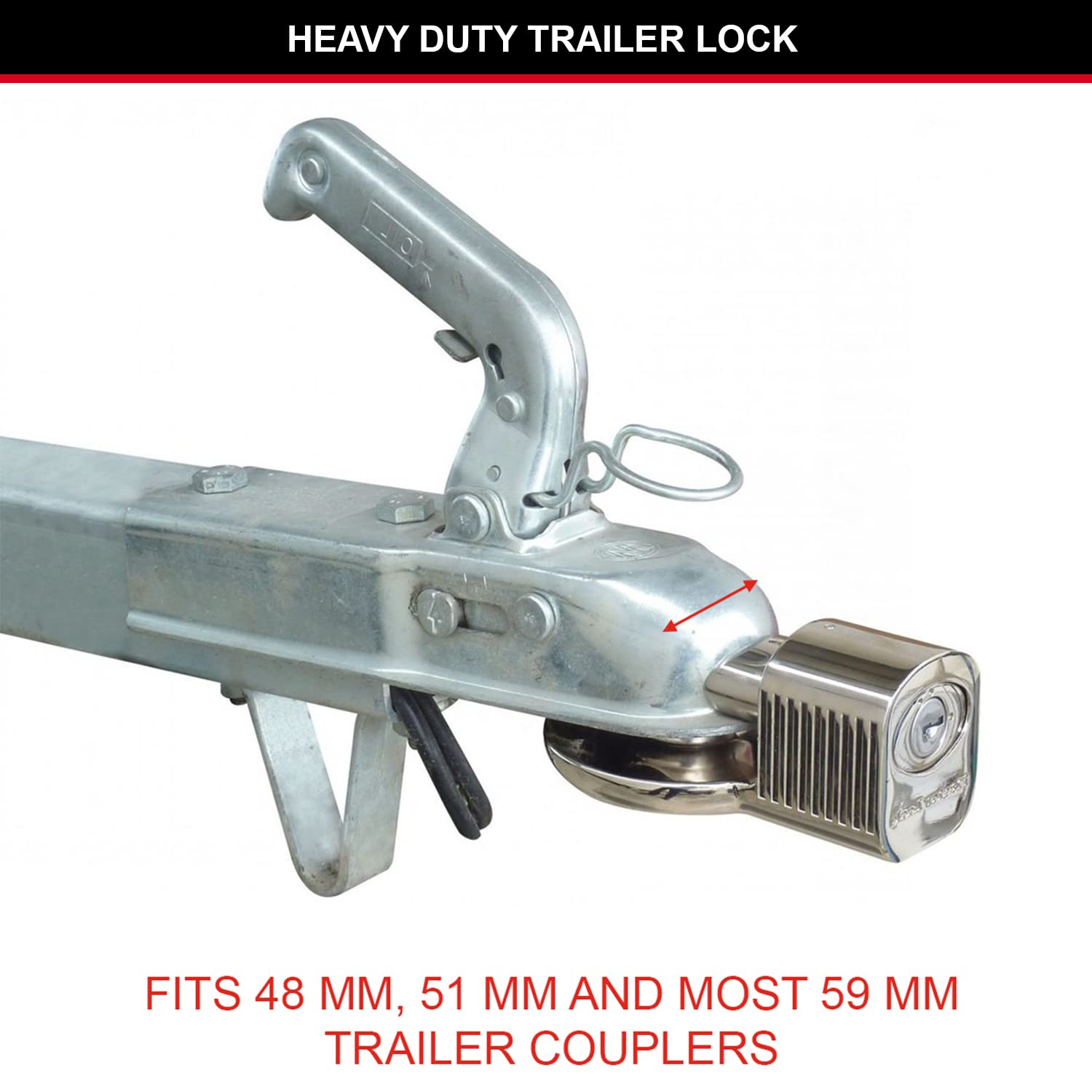 MASTER LOCK Heavy Duty Trailer Lock, Universal Hitch Lock, Aluminium, Outdoor, 60 x 135 x 90 mm