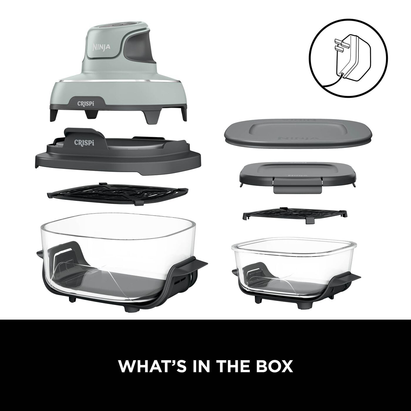 Ninja CRISPi Portable Air Fryer, 3.8L, 4-in-1: Air Fry, Roast, Keep Warm, Recrisp, Space Saving Compact Design, 2x Removable Glass Containers & Lids, 1700W, Cyber Space Blue FN101UKGY