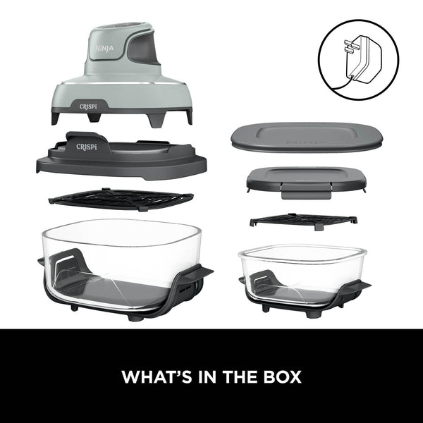 Ninja CRISPi Portable Air Fryer, 3.8L, 4-in-1: Air Fry, Roast, Keep Warm, Recrisp, Space Saving Compact Design, 2x Removable Glass Containers & Lids, 1700W, Cyber Space Blue FN101UKGY