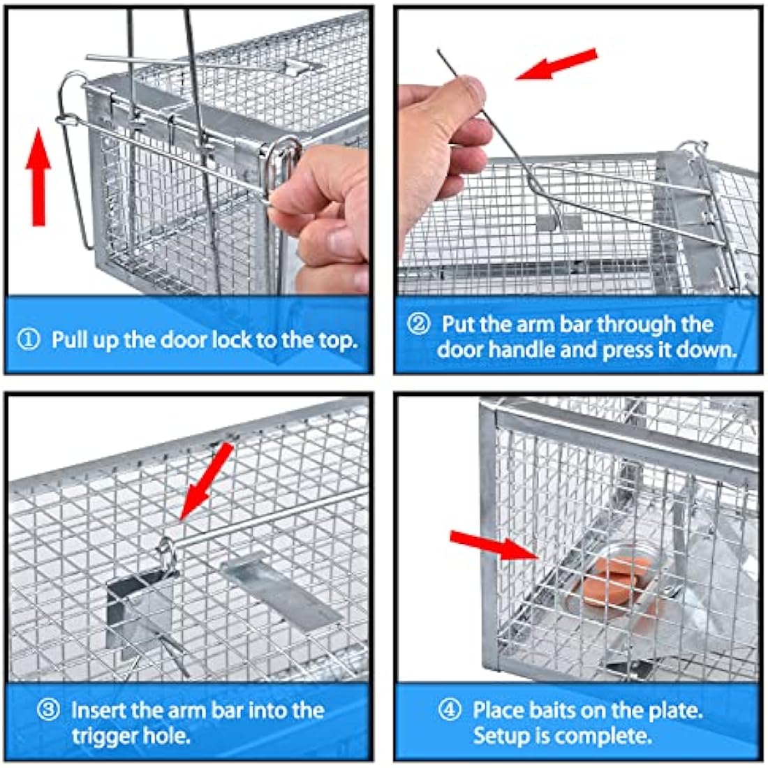 Anyhall 2-Pack Rat Traps Humane Live Mouse Cage Traps (Silver)