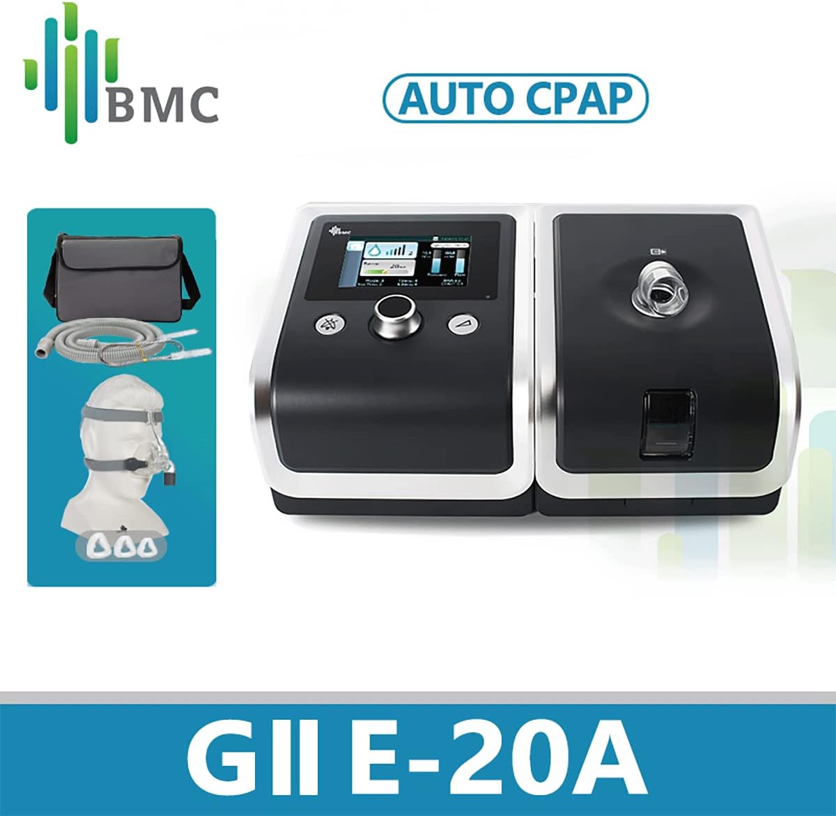 BMC GII E-20A Sleep Ventilator, Fully Automatic Sleep Breathing Machine, Anti Snore Devices, 4-20 hPa Improved Sleeping, with a Full Size Nose Mask Set, Gifts for Dad/Mom