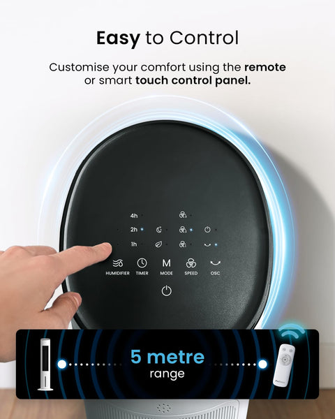 Pro Breeze 4-in-1 Air Cooler with 10 Litre Capacity, Remote Control, 3 Fan Speeds & LED Display. Powerful Evaporative Air Cooler with Built-in 7.5 Hour Timer & Automatic Oscillation for Home & Office