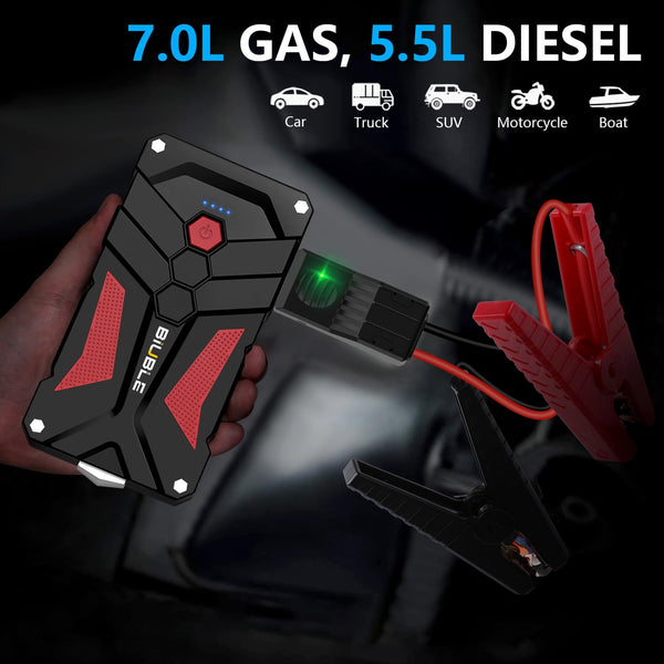 BIUBLE Jump Starter 5000A Car Battery Booster Jump Starter 12V Portable Power Pack (up to 7.0L Gas or 5.5L Diesel Engine), Car Starter Power Bank with LED Flashlight,Force Start